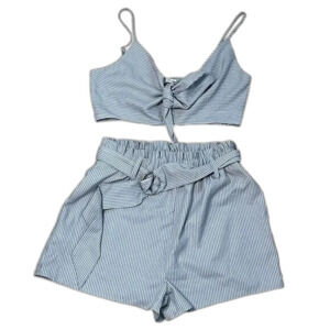 Gray Striped Two Piece Set Size L NWOT